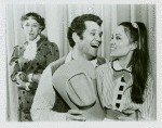 Margaret Hamilton (Aunt Eller), Bruce Yarnell (Curly) and Lee Barry (Laurey) in the 1969 revival of Oklahoma!