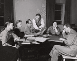 Janice Rule, Barbara Baxley, and unidentifed people during rehearsal for The Flowering Peach