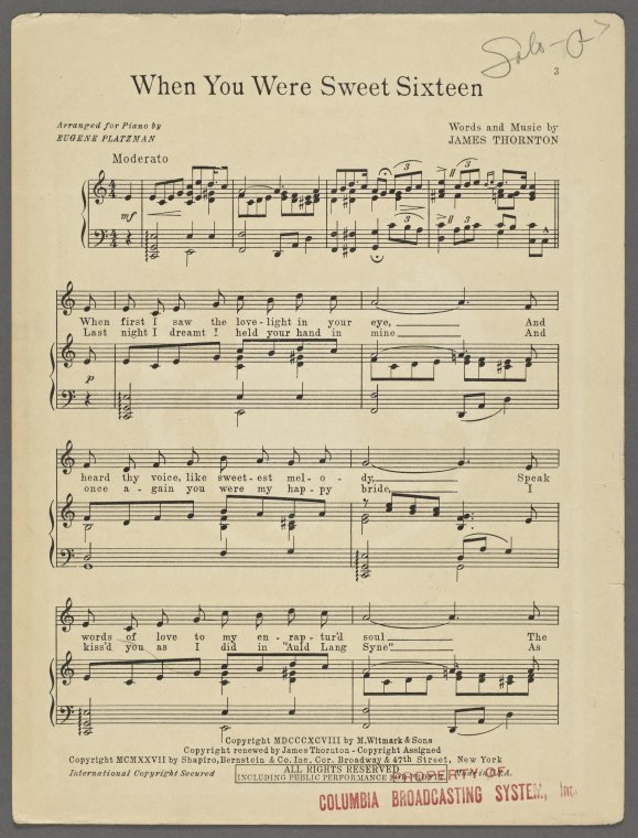 When you were sweet sixteen NYPL Digital Collections