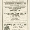 Program for The Melody Man, dated June 2, 1924, at the 49th Street Theatre