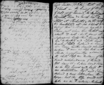 Moulton-Barrett, Mary (Graham-Clarke). Holograph journal. Narrative of journey taken with E. B. Browning, Edward Barrett Moulton-Barrett, and Matthew Wyatt. Includes pencil sketches, one portrait sketch laid in, & expense accounts [1815 Oct. 17]
