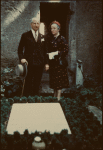 Carl and Lily Pforzheimer at the grave of E. J. Trelawny in the Protestant Cemetary in Rome