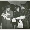 Bessie Mitchell distributing posters and handbills in Trenton, New Jersey, Nov. 1949