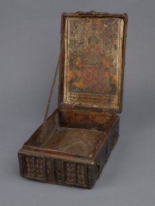 Missal box with woodcut of God Almighty inside lid
