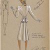 Short suit, flared back, bound with braid.