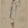 Short straight coat with tiny button detail along collar and opening.