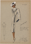 Fitted coat with scallop detail on collar and opening.