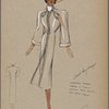 Fitted coat with cartridge-pleated ribbon design.