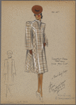 Plaid swing coat with tucks at shoulder