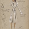 Fitted coat with nipped in waist and oval patch pockets.
