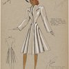 Fitted coat with smooth bodice and piping detail on skirt.