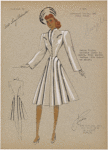 Fitted coat with smooth bodice and piping detail on skirt.