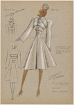 Coat with banded bodice and lapel closing.
