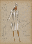 Coat with scallop detail extending from hips over shoulders.