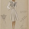 Fitted coat with v-neck and embroidered detail on bodice.