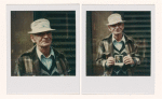Portrait of man with hat; portrait of same man holding first portrait of himself