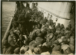 Black American soldiers aboard a ship during World War I