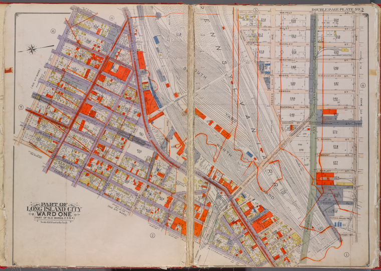 Queens, V. 2, Double Page Plate No. 3; Part of Long Island City, Ward 1 ...