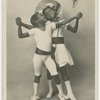 Le Cake-Walk."Danse au Nouveau Cirque, LES ENFANTS NEGRES." Photo postcard of young boy and girl in dance pose, feet pointed and hands clasped, gazing at each other.