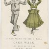 Advertisement for Cake Walk contest in Atlantic City, New Jersey, showing a boy in sailor suit and girl with plaits and fan.