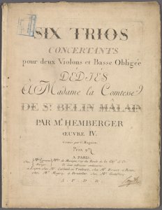 Six trios concertants pour deux violons et basse obligée