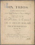 Six trios concertants pour deux violons et basse obligée ... [violino primo]