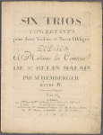 Six trios concertants pour deux violons et basse obligée ... [violino secondo]