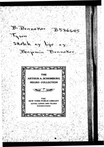 A sketch of the life of Benjamin Banneker; from notes taken in 1836: Read by J. Saurin Norris before the Maryland Historical Society, Oct. 5th, 1854