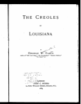 The Creoles of Louisiana, by George W. Cable.