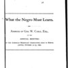 What the Negro must learn