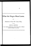 What the Negro must learn