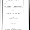 Services of colored Americans in the Wars of 1776 and 1812