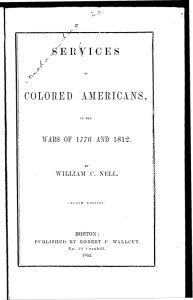 Services of colored Americans in the Wars of 1776 and 1812
