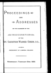 Proceedings and addresses on the occasion of the inauguration of the Rev. Garretson Warner Gibson, D. D. as president of Liberia College, Wednesday, February 21st, 1900.