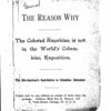 The Reason why the colored American is not in the World's Columbian Exposition [microform] : the Afro-American's contribution to Columbian literature.