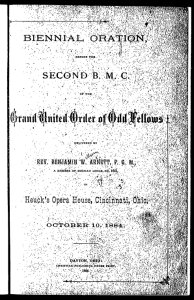 Biennial oration before the Second B.M.C. of the Grand United Order of Odd Fellows [microform]