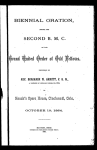 	Biennial oration before the Second B.M.C. of the Grand United Order of Odd Fellows