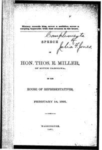 Speech of Hon. Thos. E. Miller of South Carolina, in the House of Representatives, February 14, 1891