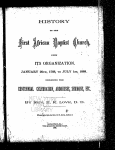 History of the First African Baptist Church : from its organization, January 20th, 1788, to July 1st, 1888. Including the centennial celebration, addresses, sermons, etc.