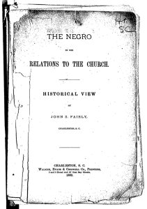 The Negro in his relations to the church [microfrom] : Historical view