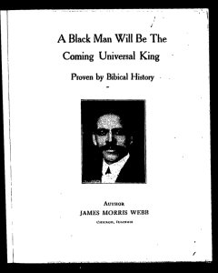 A Black man will be the coming universal king [microform] : proven by Biblical history
