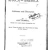 Africa and America; addresses and discourses