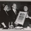 Women's Division of the Hebrew Immigrant Society presents scroll of honor to Professor Raphael Lemkin