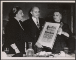 Women's Division of the Hebrew Immigrant Society presents scroll of honor to Professor Raphael Lemkin