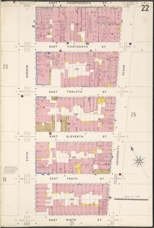 Manhattan, V. 3, Plate No. 22 [Map bounded by E. 14th St., University ...