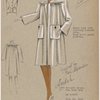 Loose coat with shirring beneath yoke.