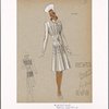 Fitted coat with trapunto embroidered gores on bodice and skirt.
