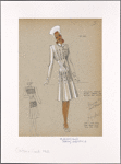 Fitted coat with trapunto embroidered gores on bodice and skirt.