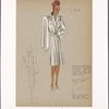 Fitted coat with taffeta decorations on shoulders and an attached belt