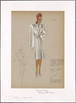 Fitted coat with taffeta decorations on shoulders and an attached belt